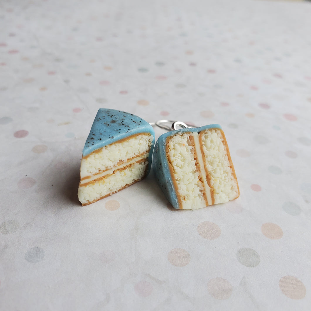 Cake earrings - blue icing