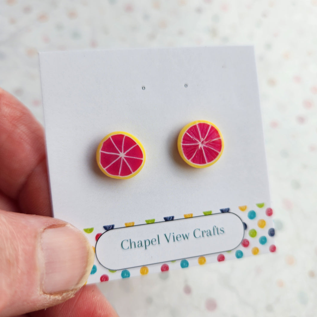 Pink Grapefruit Slice Earrings