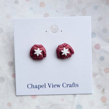 Load image into Gallery viewer, Hat and Jumper Earrings - Dark Red
