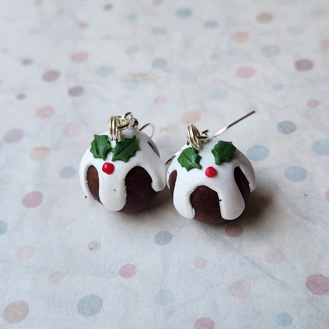 Christmas pudding earrings