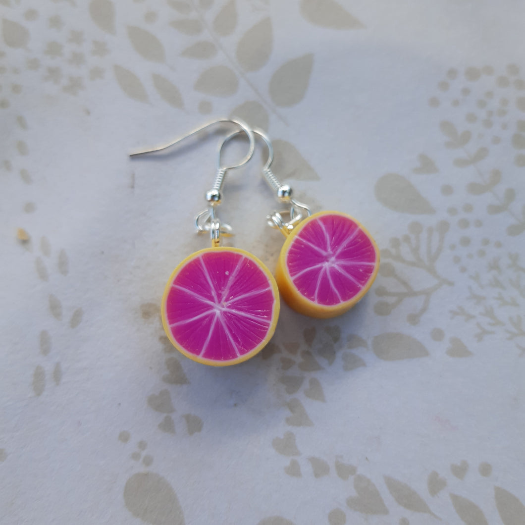 Grapefruit slice earrings