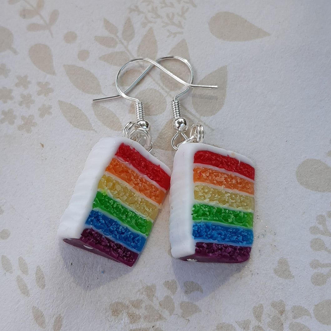 Rainbow cake earrings
