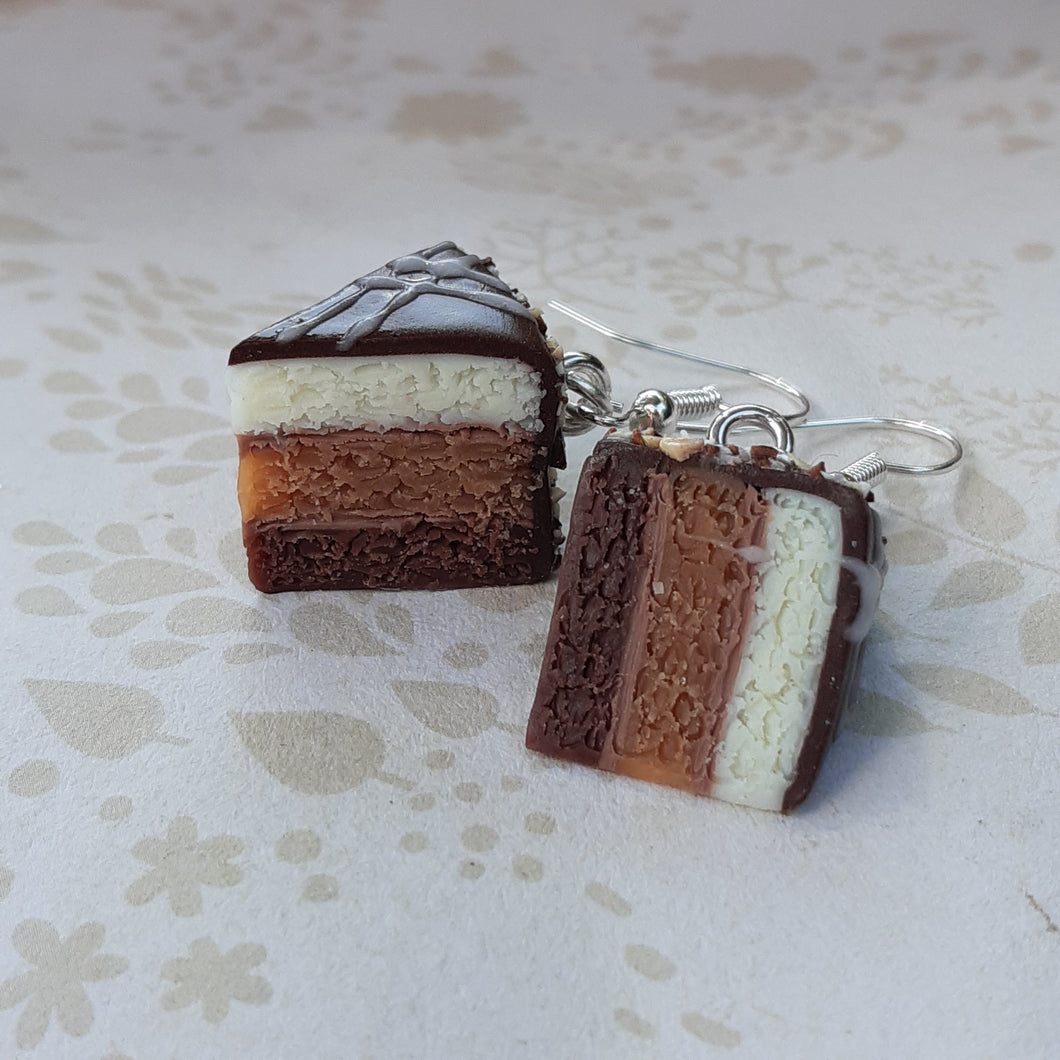 Chocolate trio cake earrings